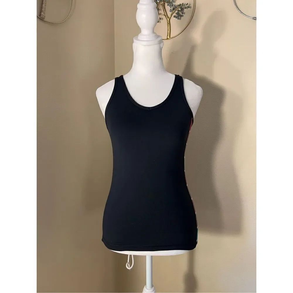 Lululemon Black Tan Mauve Blue Color Block Stripe Shape Tank Size 4